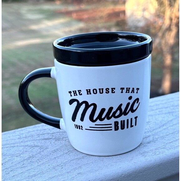 House of Blues Coffee Mug The House That Music Built w/ Ceramic Lid Cup 1992 - Picture 2 of 7